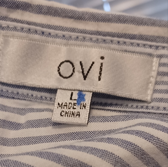 $4 Add-on White & Light Blue Striped Shirt - Size Large - Picture 7 of 8